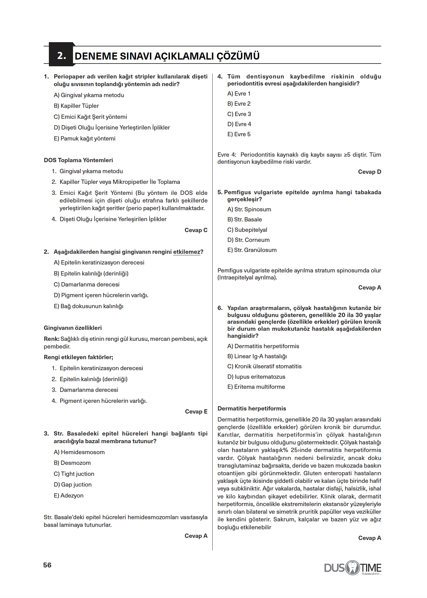 Periodontoloji Branş Denemeleri