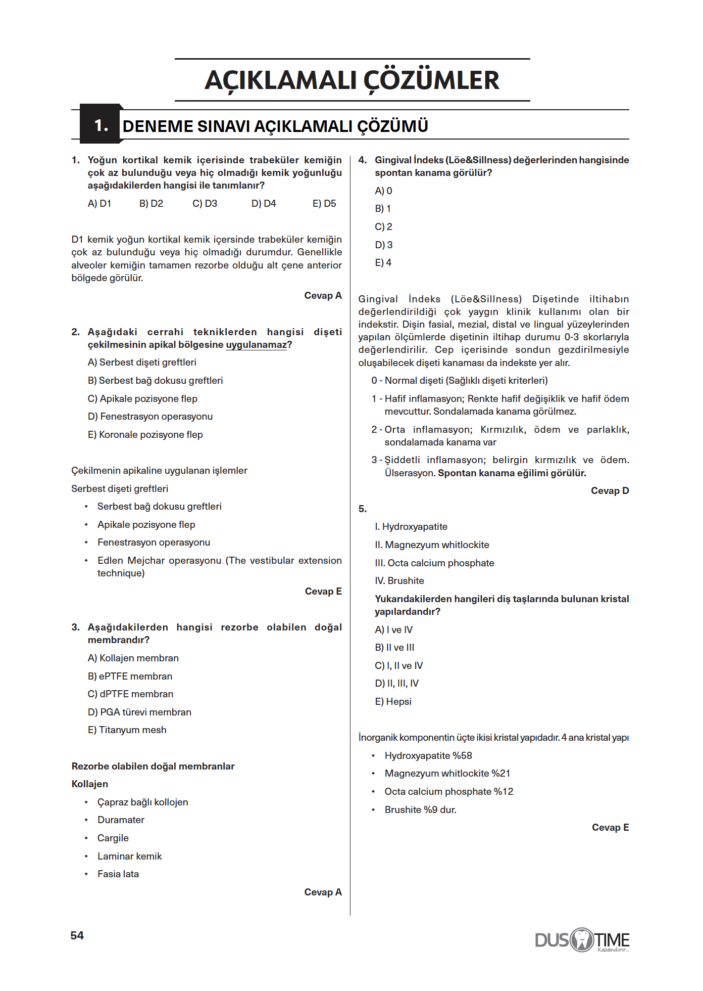 Periodontoloji Branş Denemeleri